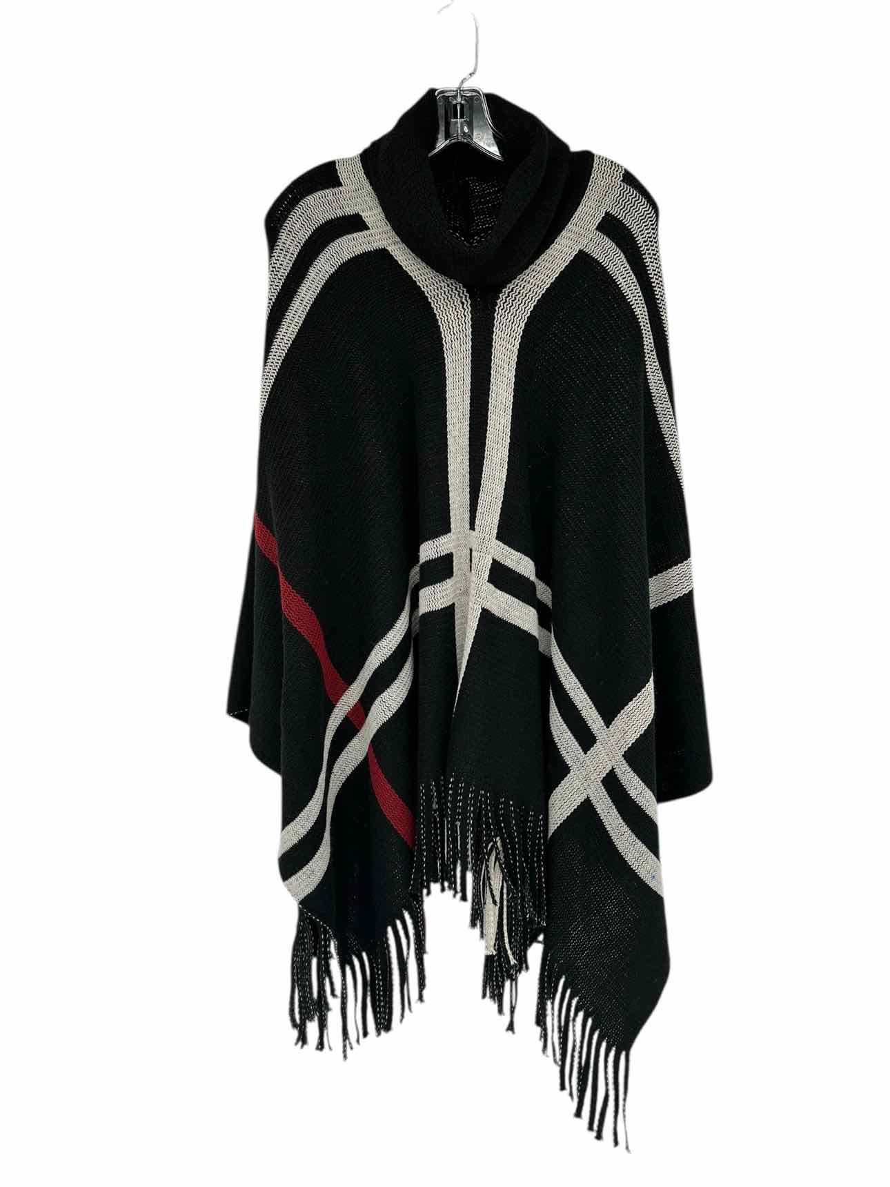 Kimberly.C Black/White Cowelneck Poncho Size One Size