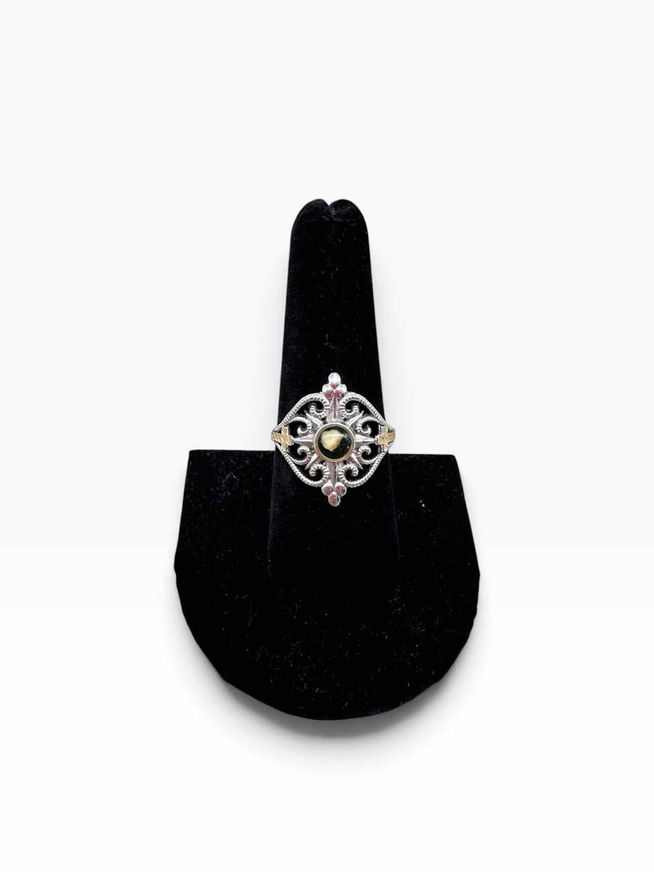 Silver & 10K Michael Anthony Nativity Stone Ring Size 8