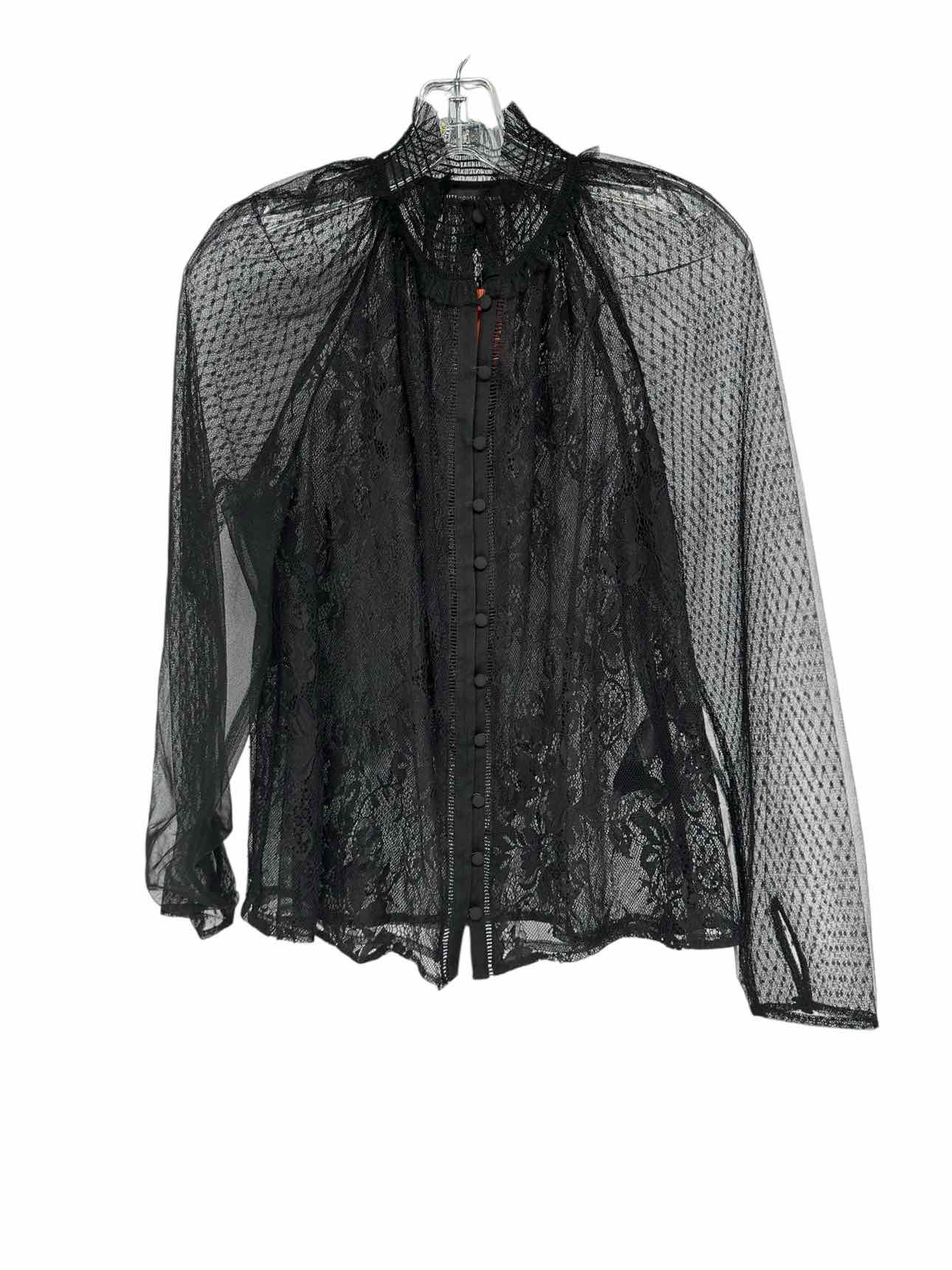 White House Black Market Black Size 4 Long Sleeve Top