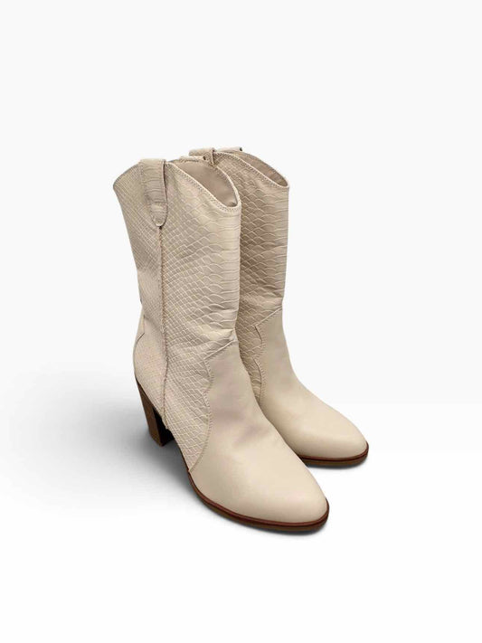 Mia Cream Cowboy Boots Shoe Size 8 **NEW**