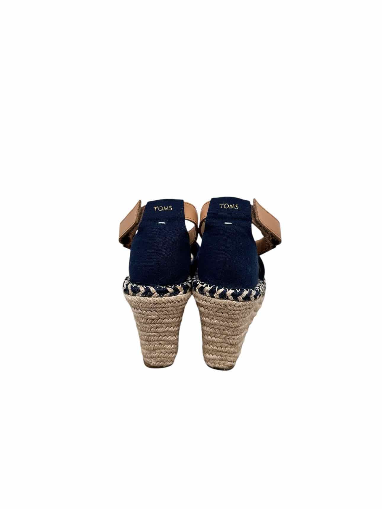 Toms Marisol Wedge Navy Shoe Size 7.5