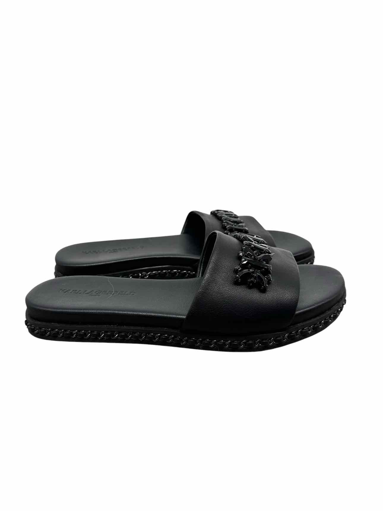 Karl Lagerfeld Bijou Black Sandals Shoe Size 7