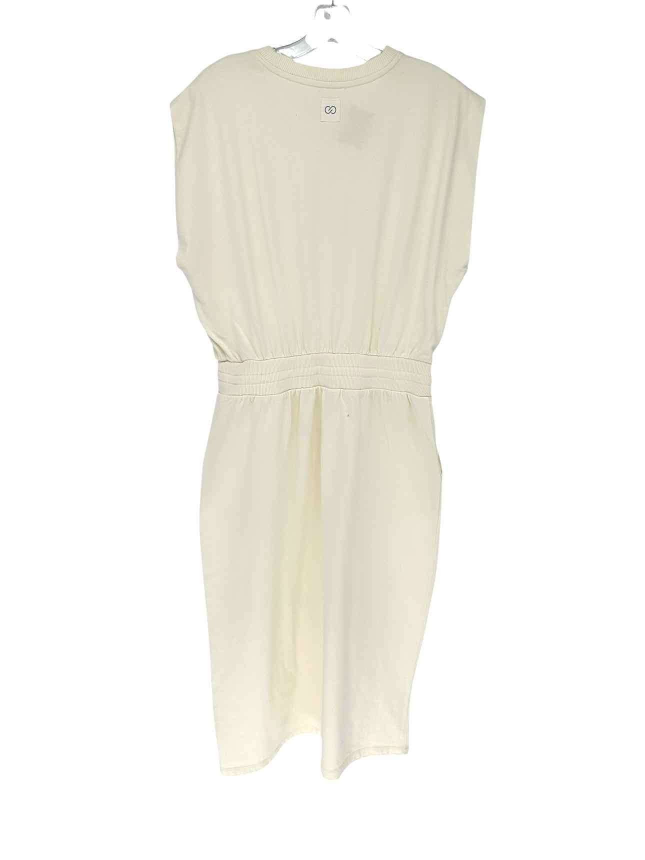 Calia Extended Shoulder Cream  Midi  Dress Size L **NEW**