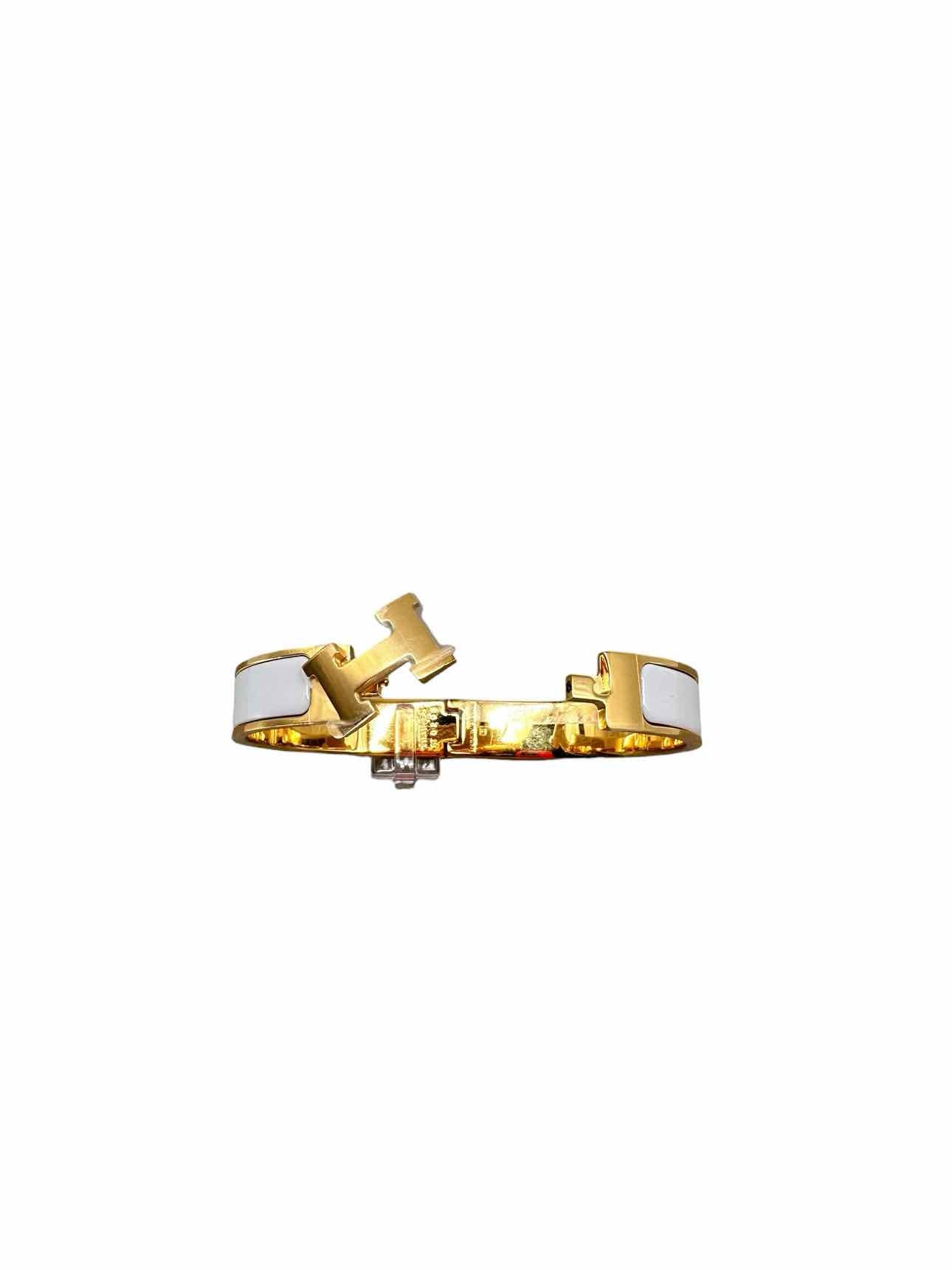 Hermes Clic H Bracelet PM in Yellow Gold & Blanc **NEW**