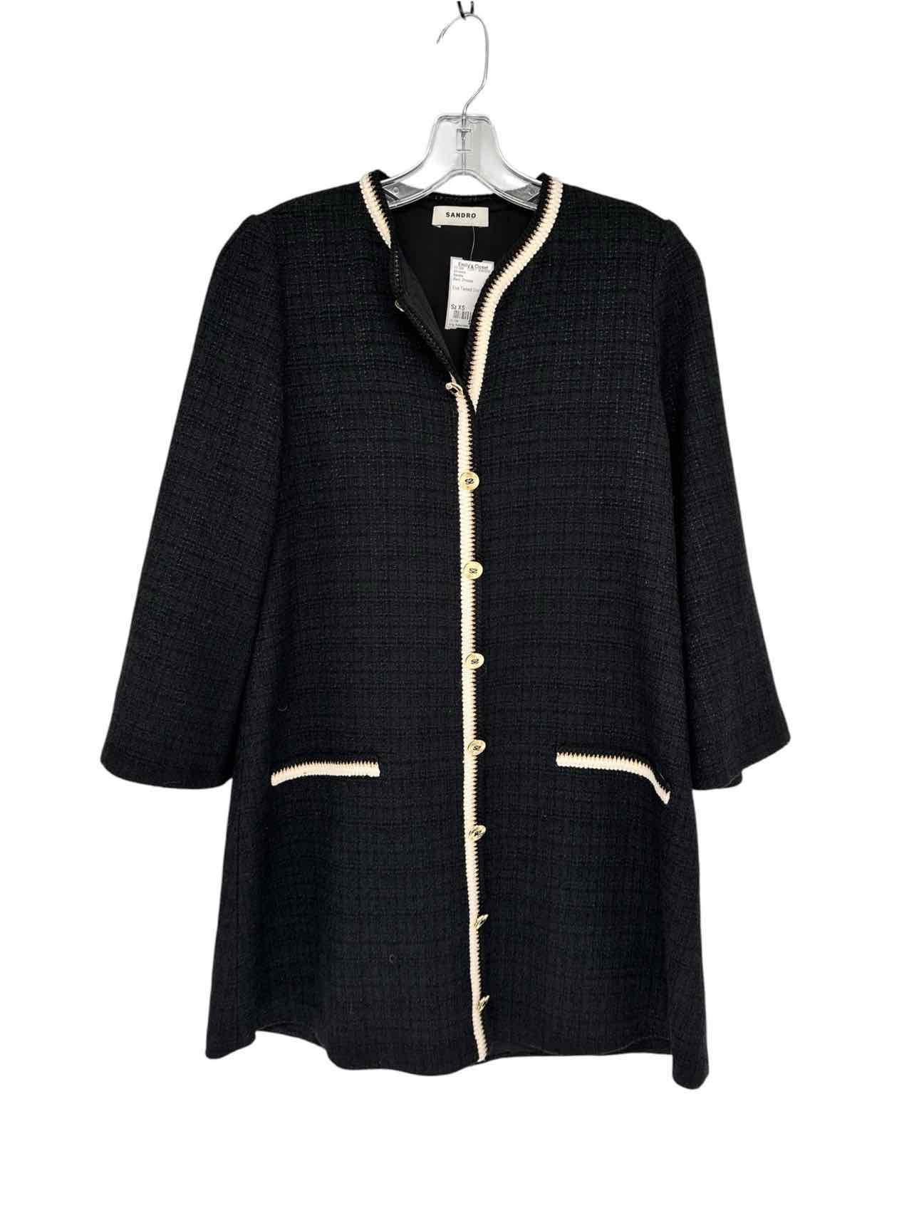 Sandro Black Eva Tweed Dress Size XS