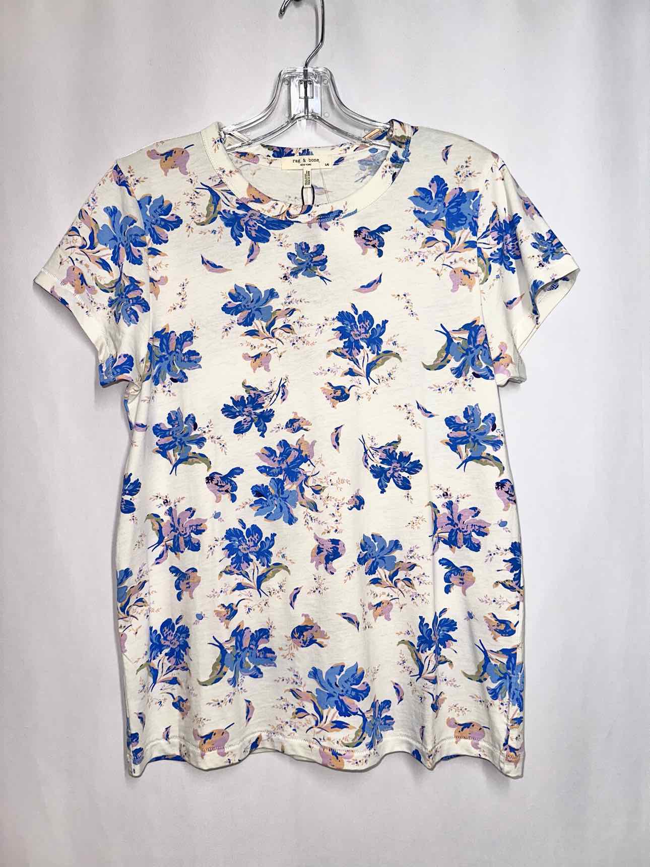Rag & Bone White Print Size L T-shirt