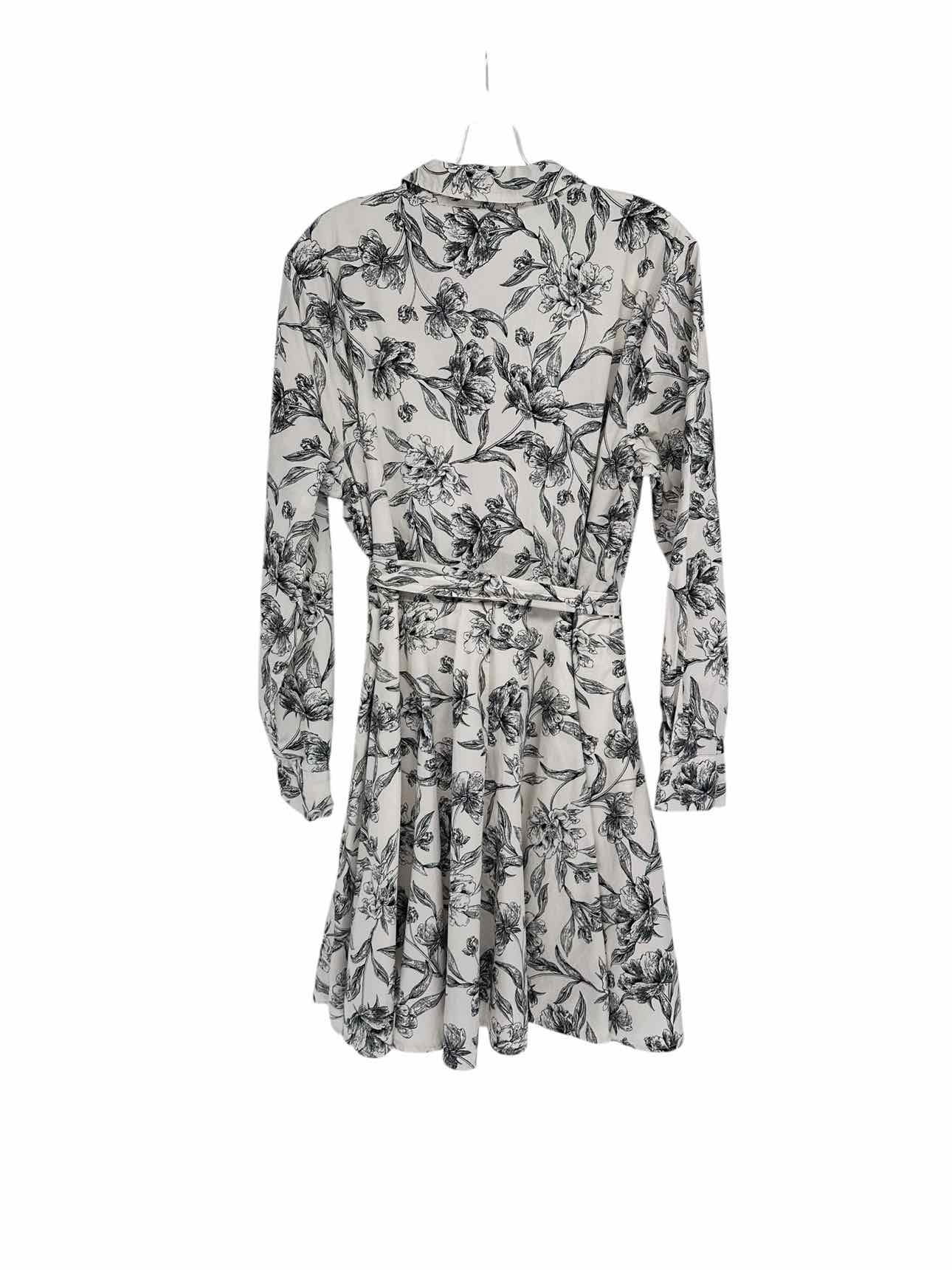 A New Day Beige Print Long Sleeve Dress Size L