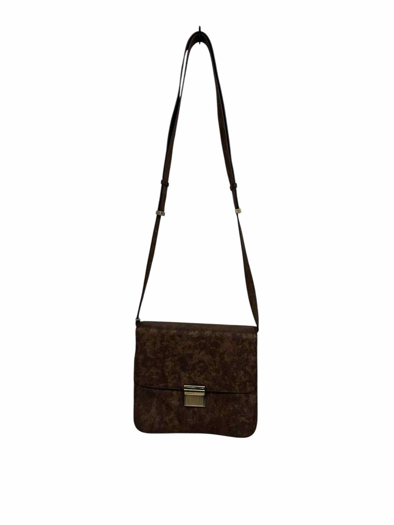 Worth Edith Bag Nugget Washed Snakeskin Embossed Brown Leather Crossbody  **NEW**