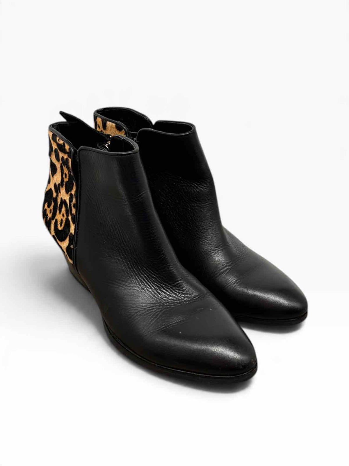 Franco Sorto Black Quasar Bootie w/ Calf Hair Shoe Size 6
