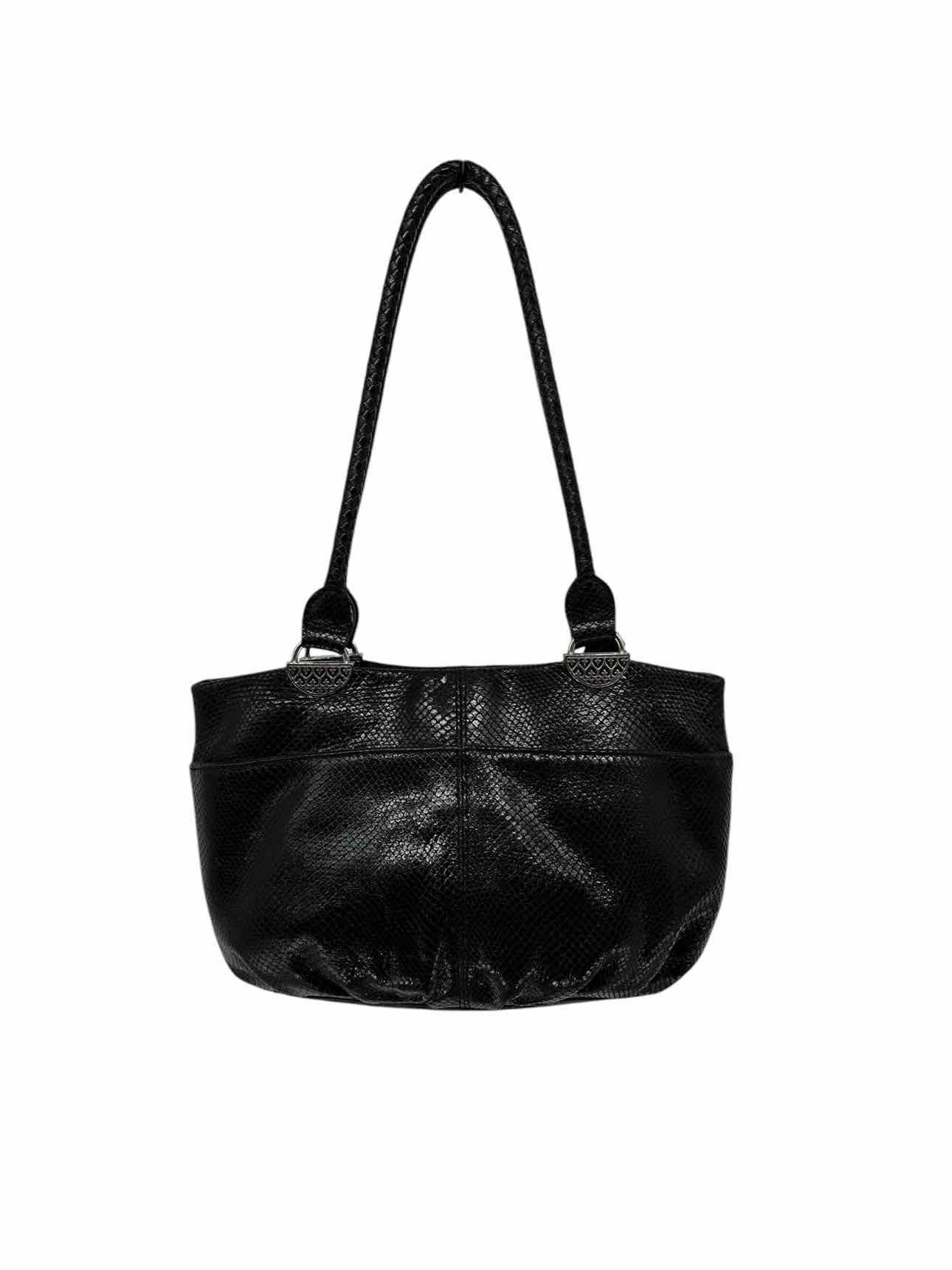 Brighton Black Snakeskin Embossed Leather Satchel