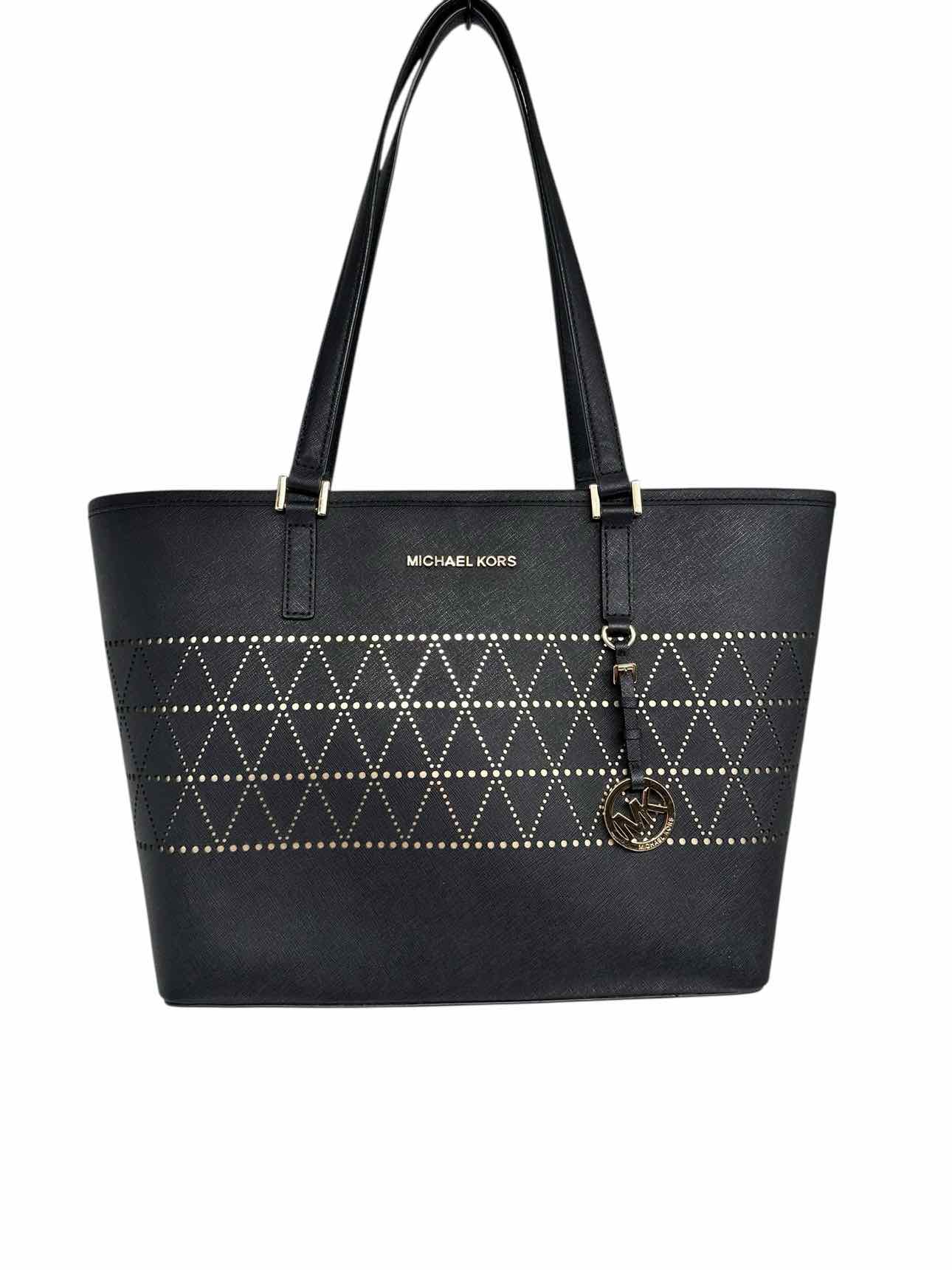 Michael Kors Jet Set Travel Tote Black Faux Leather Tote