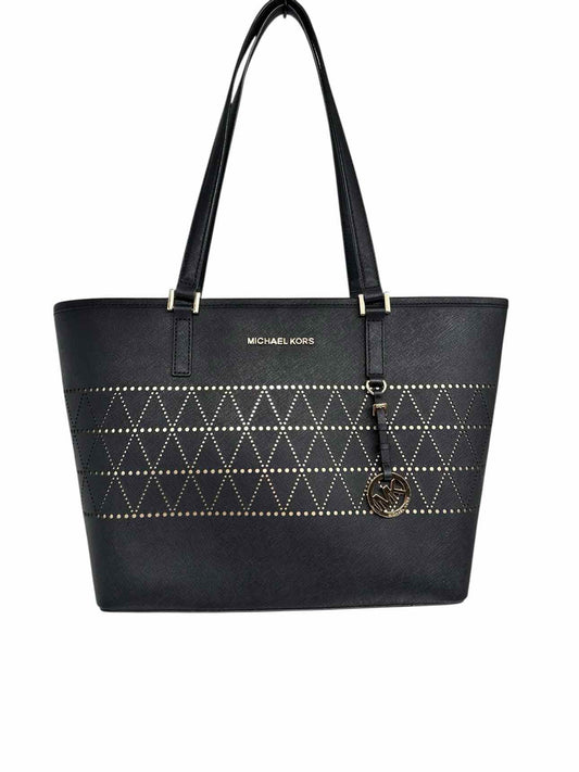 Michael Kors Jet Set Travel Tote Black Faux Leather Tote