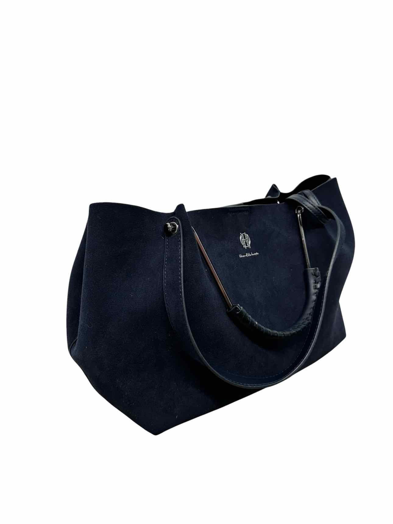 House of Harlow 1960 Luxe Satchel Navy Faux Suede Shoulder Bag