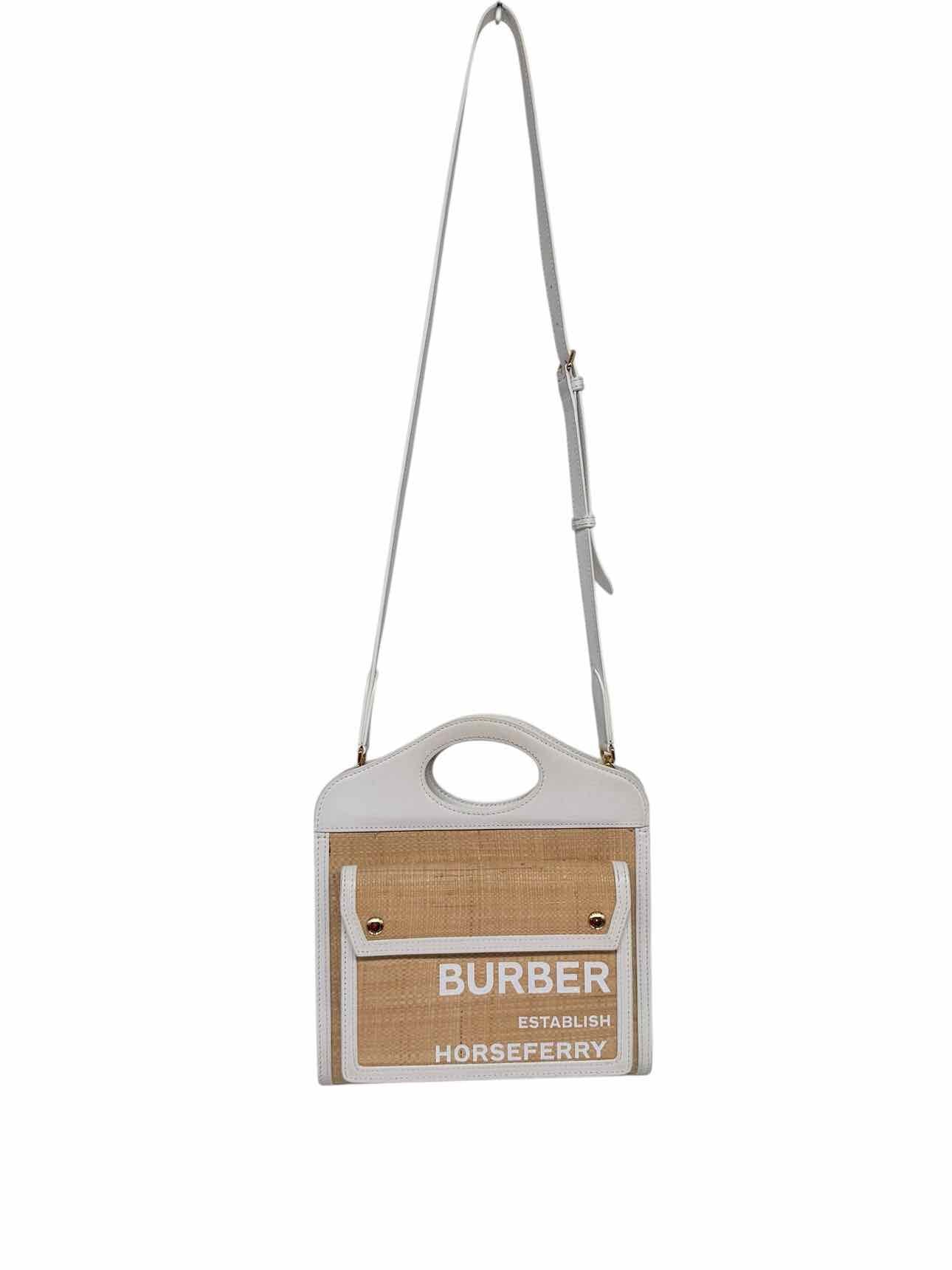 Burberry Mini Pocket Tote Raffia & Leather