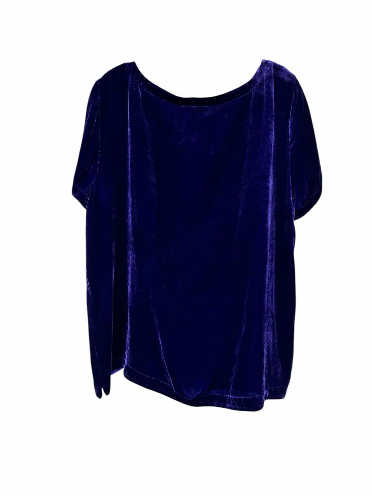 Eileen Fisher Bateau Neck Royal Blue Short Sleeve Top Size L