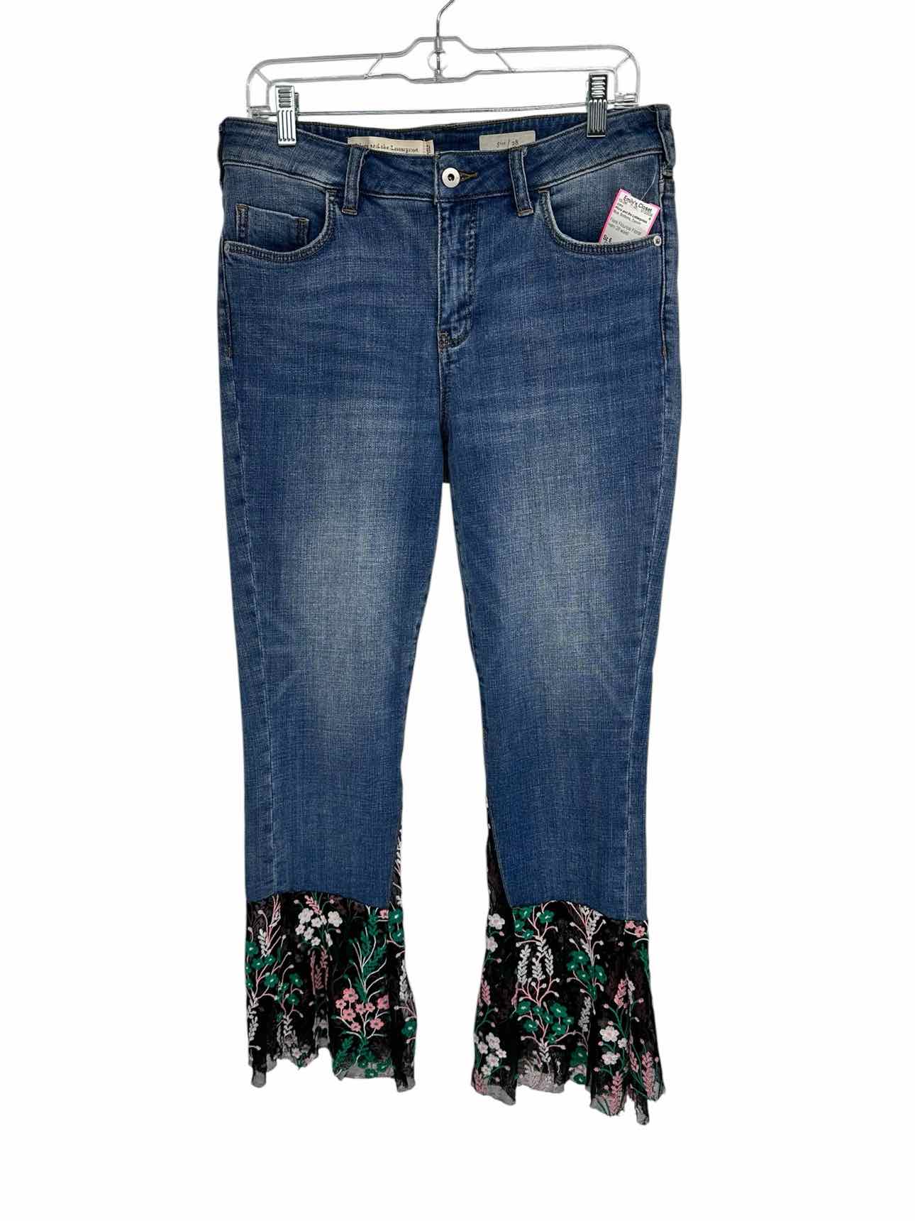 Pilcro and the Letterpress Flare Flounce Floral Hem Jeans Size 6