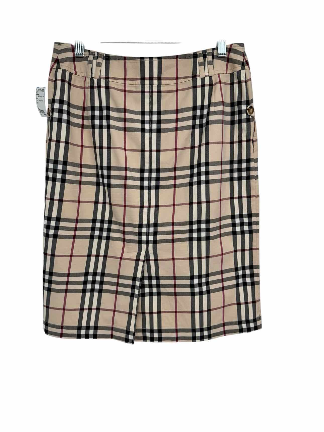 Burberry Nova Check Pencil Skirt Tan Size 8