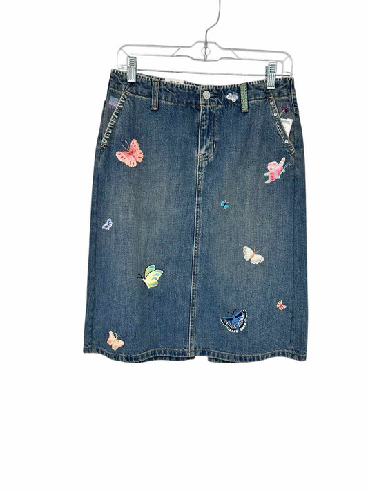 GAP Blue Embroidered Butterflies Denim Skirt Size 4 **NEW**