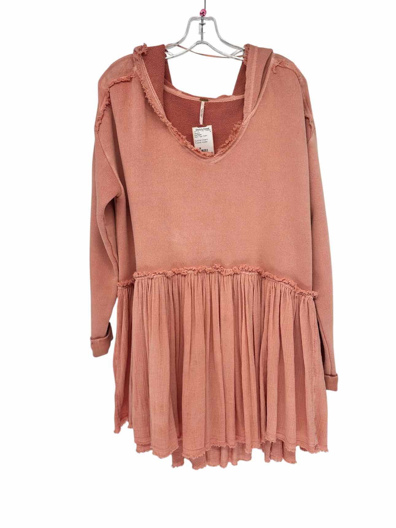 Free People Summer Dreams Pullover Hoodie Peach Size M Sweatshirt