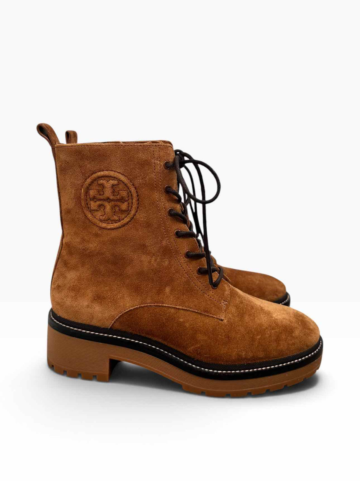 Tory Burch Miller Lug Sole Tan Boots Shoe Size 8