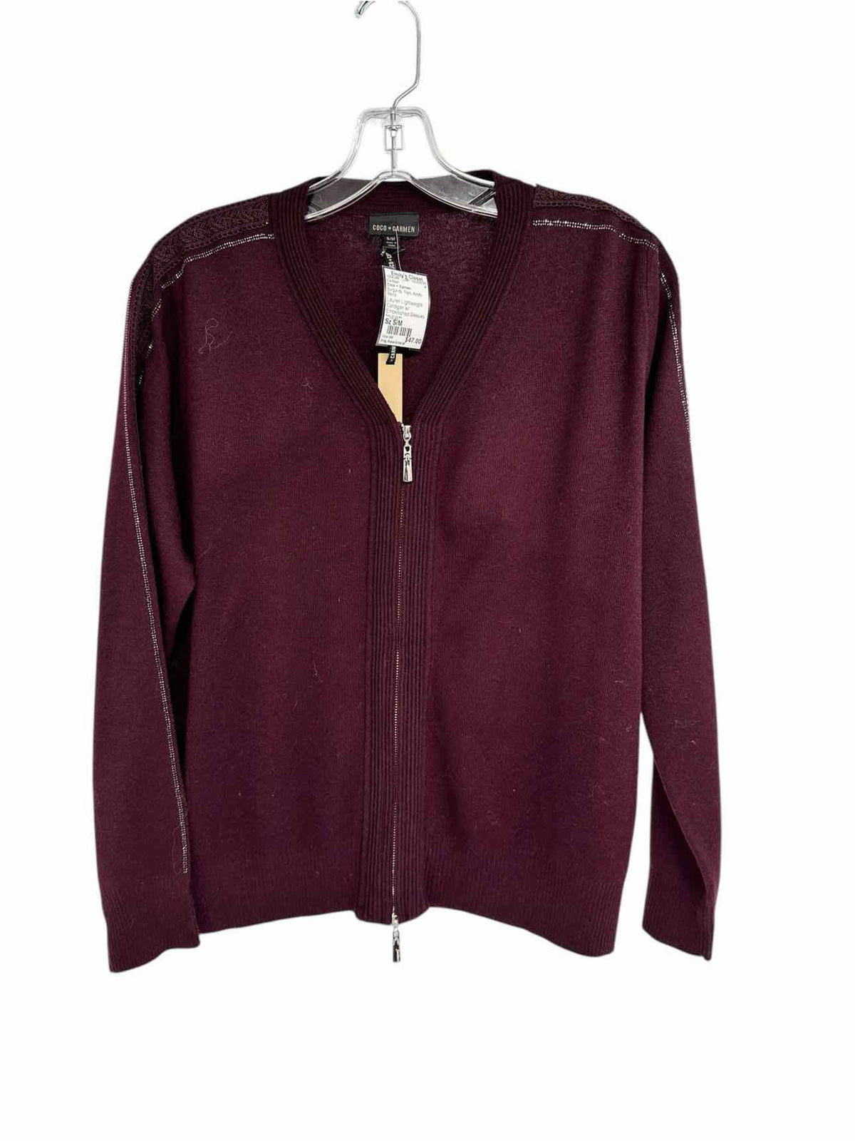 Coco +  Carmen Lauren Lightweight Cardigan Burgundy Size S/M **NEW**