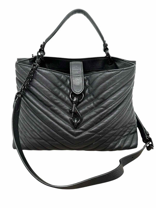 Rebecca Minkoff Edie Chevron Quilted Black Leather Shoulder Bag