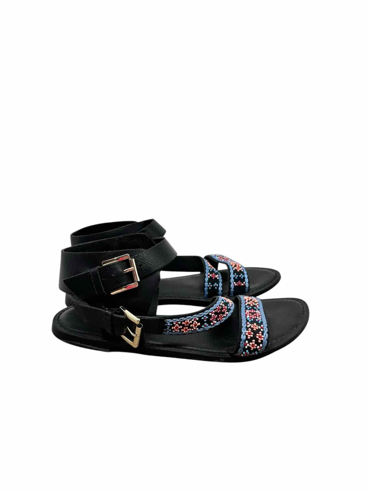 Anthropologie Black Beaded Sandals Shoe Size 7