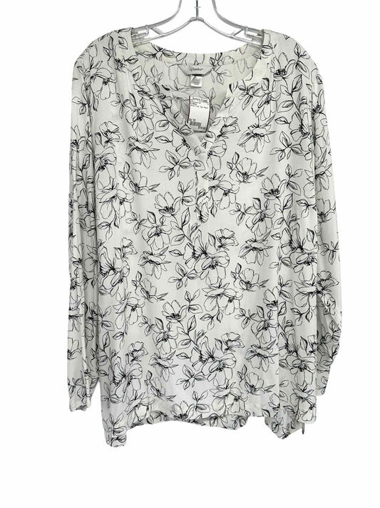 CJ Banks White Size 1X Long Sleeve Top