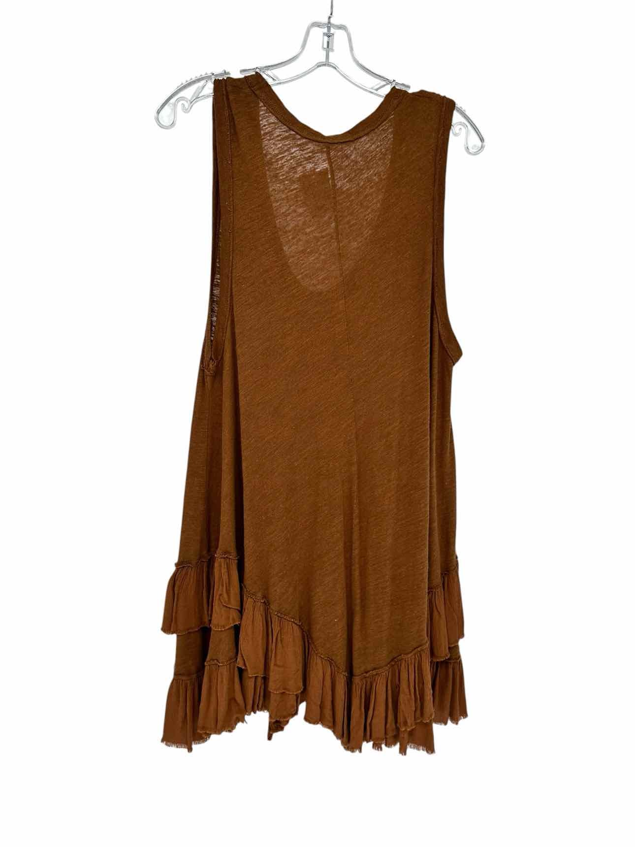 We The Free Sasha Shimmy Ruffle Hem Tank in Bronze Size S