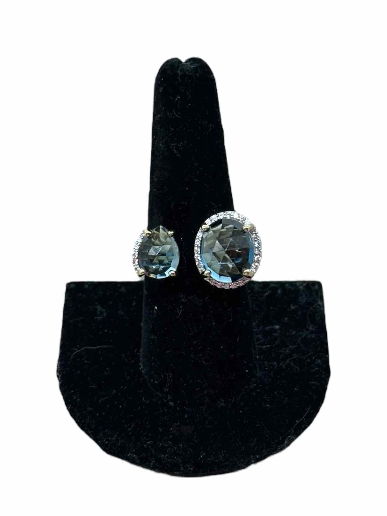 Sterling Silver Gold Plate Blue Topaz STS Adjustable Ring