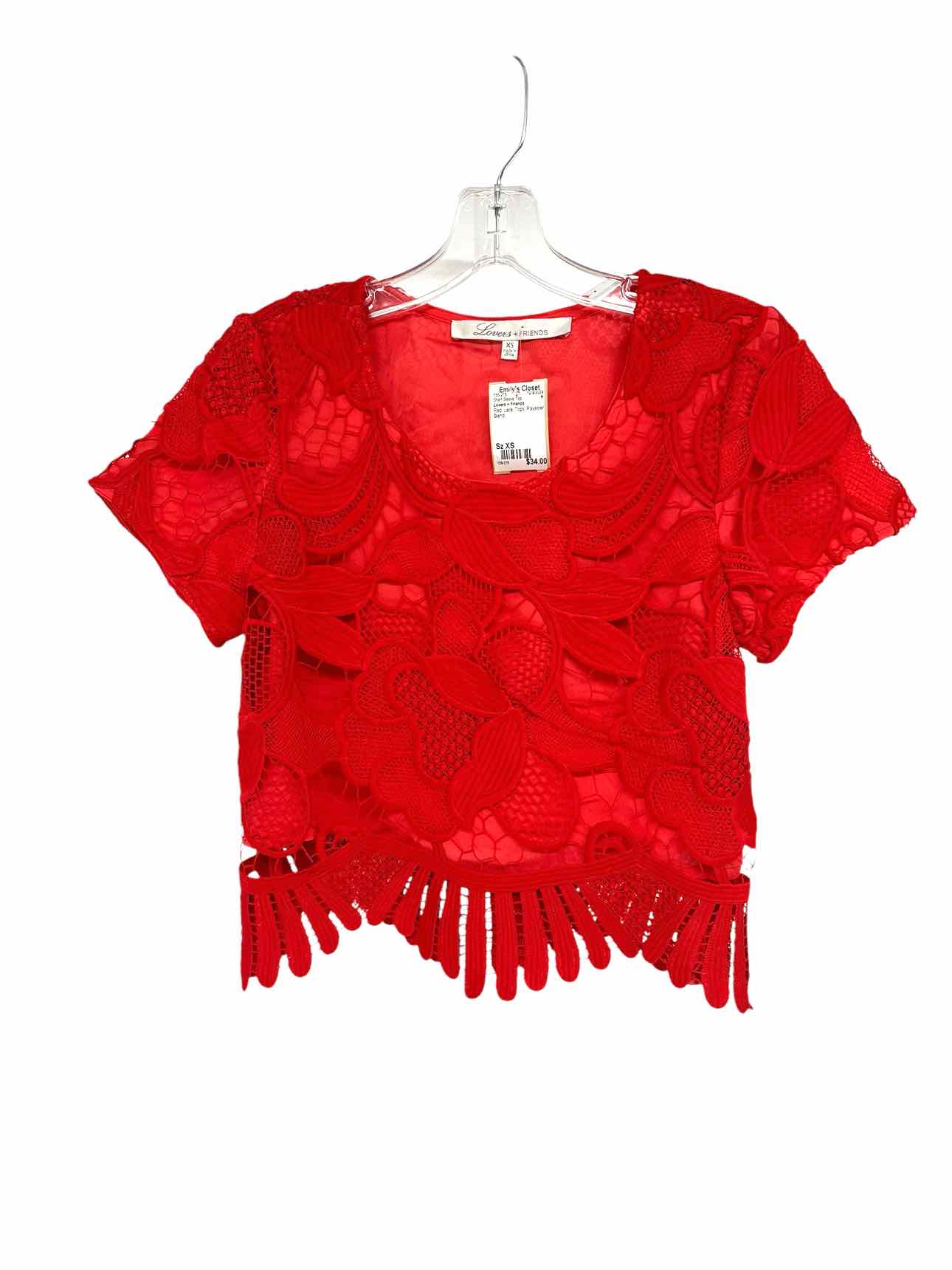 Lovers + Friends Red Size XS Short Sleeve Top