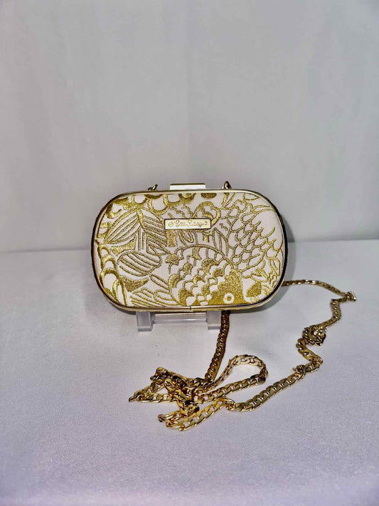 Lilly Pulitzer Gold Canvas Convertible Clutch/Crossbody