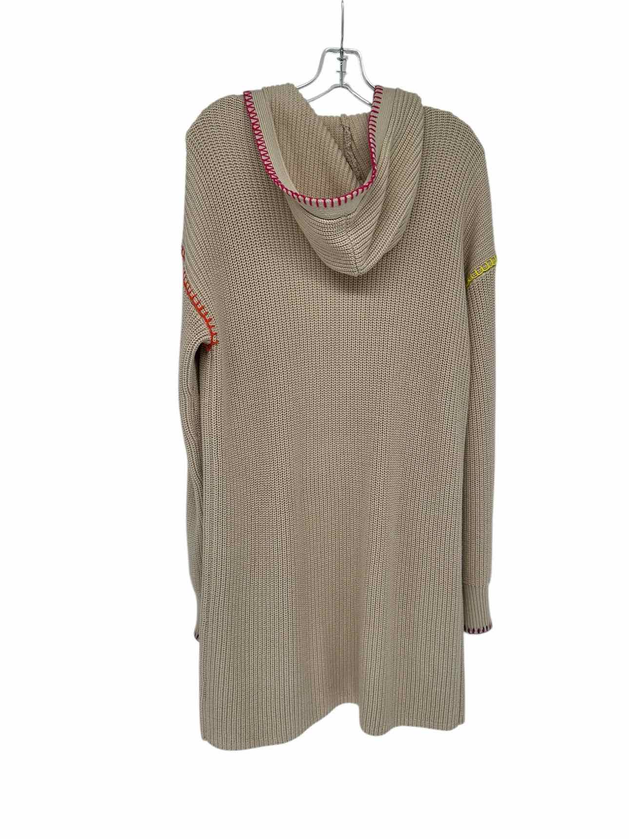 Kerri Rosenthal Anthropology Smiley Face Open Front Cream Cardigan Size S