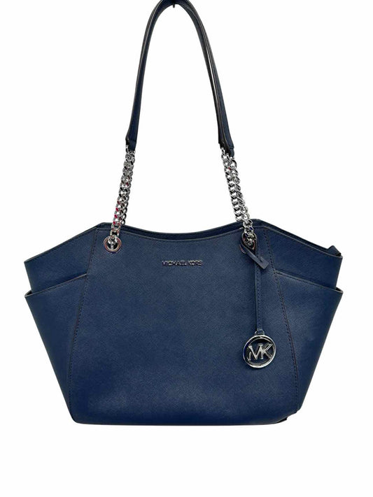 Michael Kors Jet Set Travel Chain Navy Leather Satchel