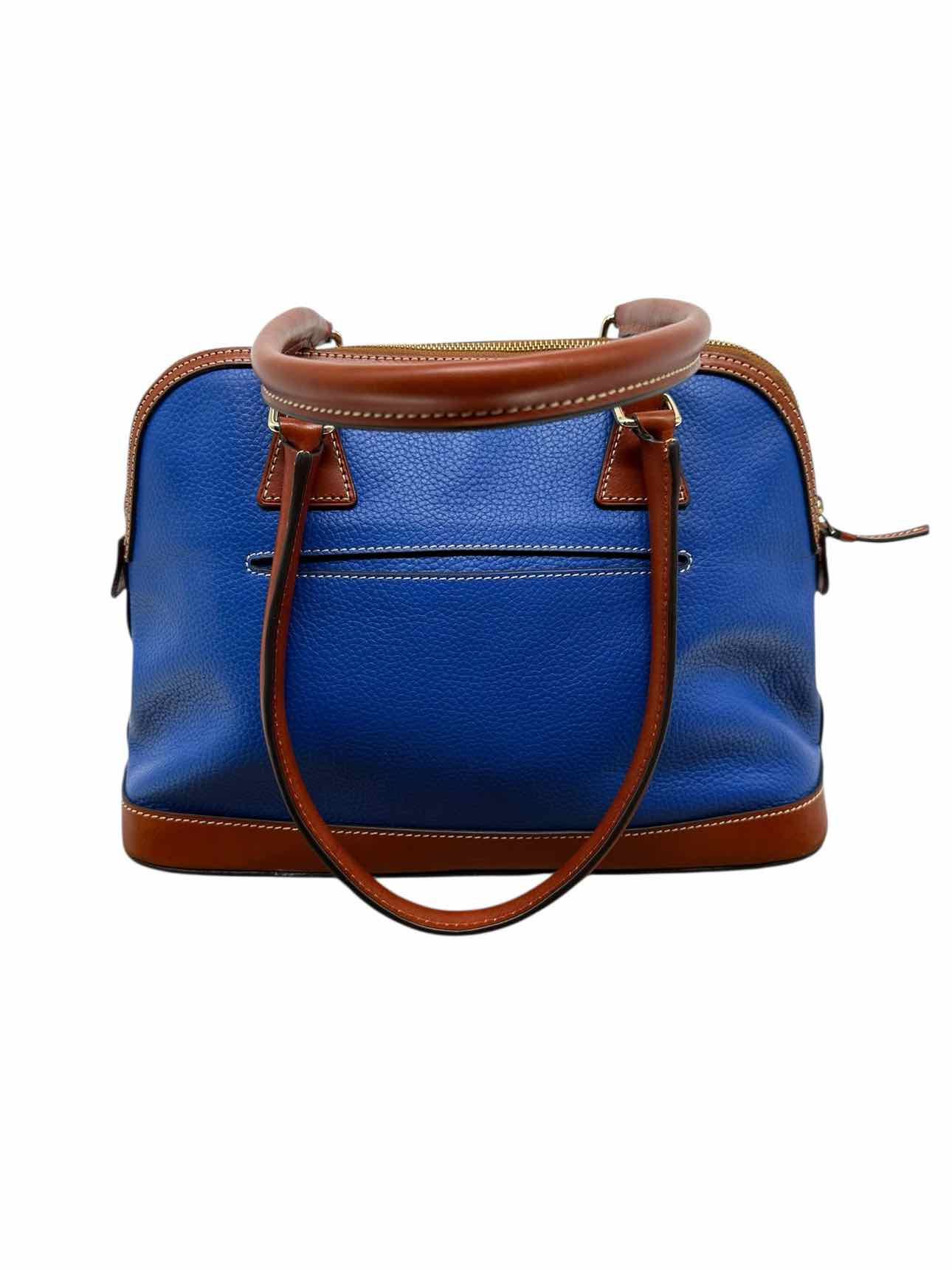 Dooney & Bourke Pebbled Grain Zip Zip Satchel Blue Leather