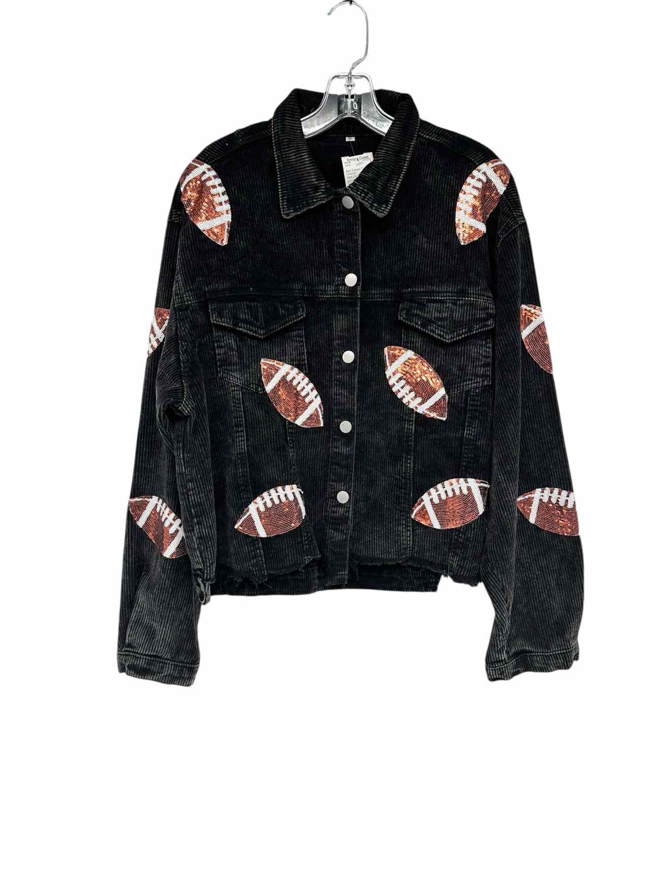 Black Sequin Football Jacket Size XL