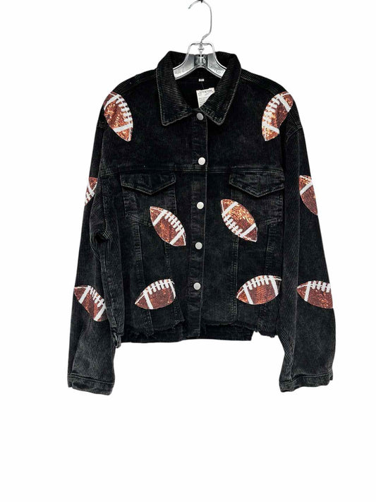 Black Sequin Football Jacket Size XL