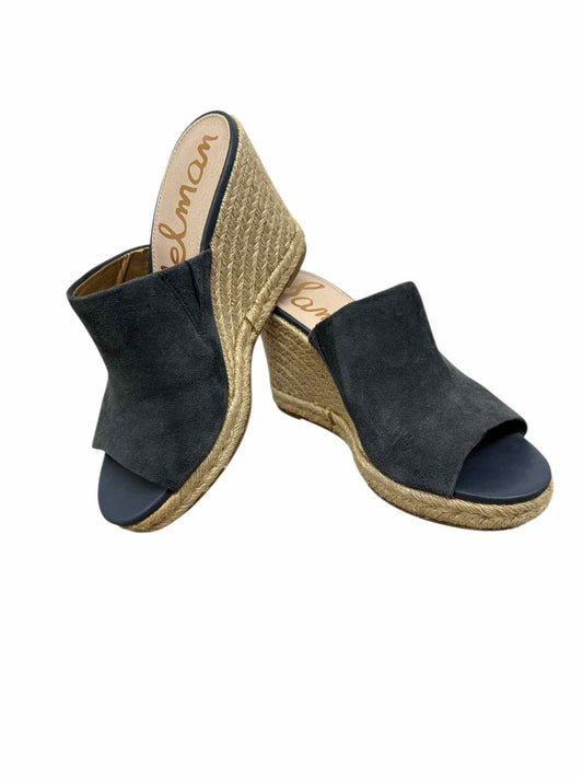 Sam Edelman Bonnie Wedge Espadrilles Navy Shoe Size 7