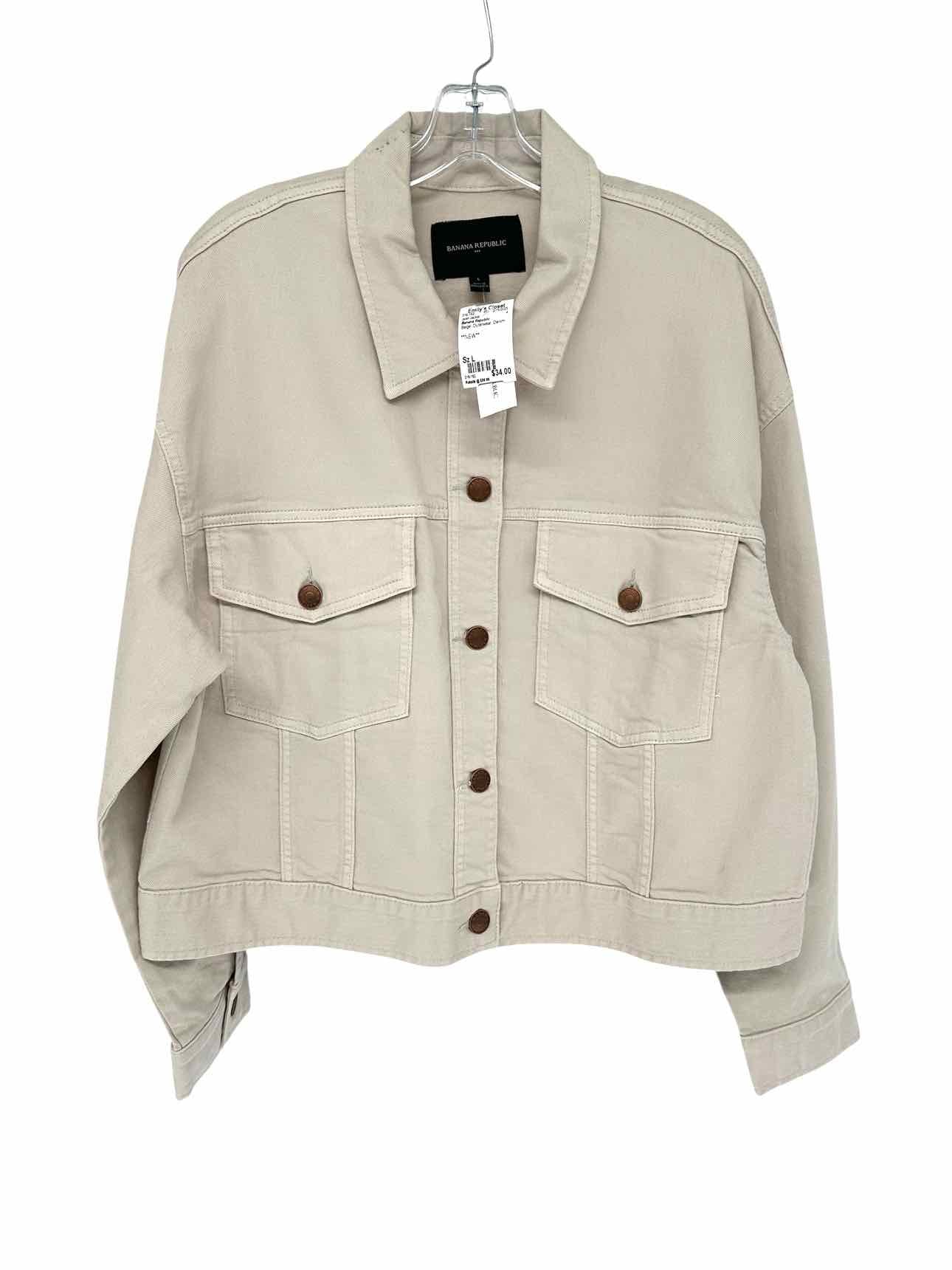 Banana Republic Beige Jean Jacket Size L **NEW**