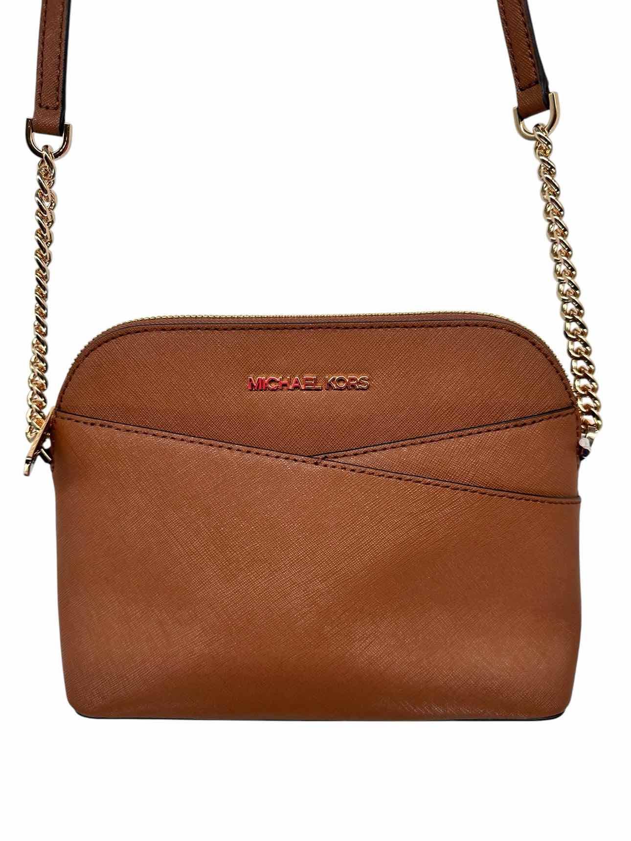 Michael Kors Jet Set Travel Medium Dome Tan Leather Crossbody