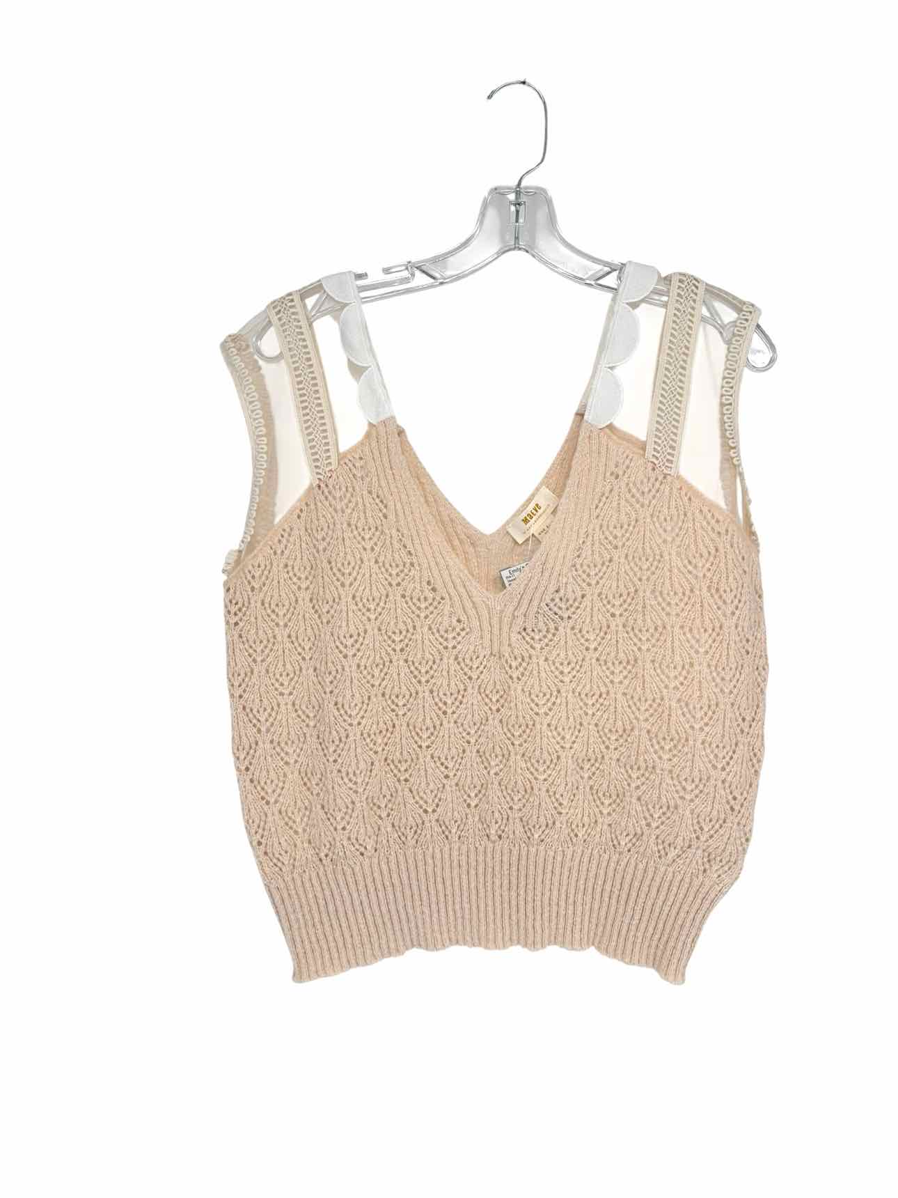 Maeve Anthropologie Lace Trim Beige Sleeveless Sweater Size One Size