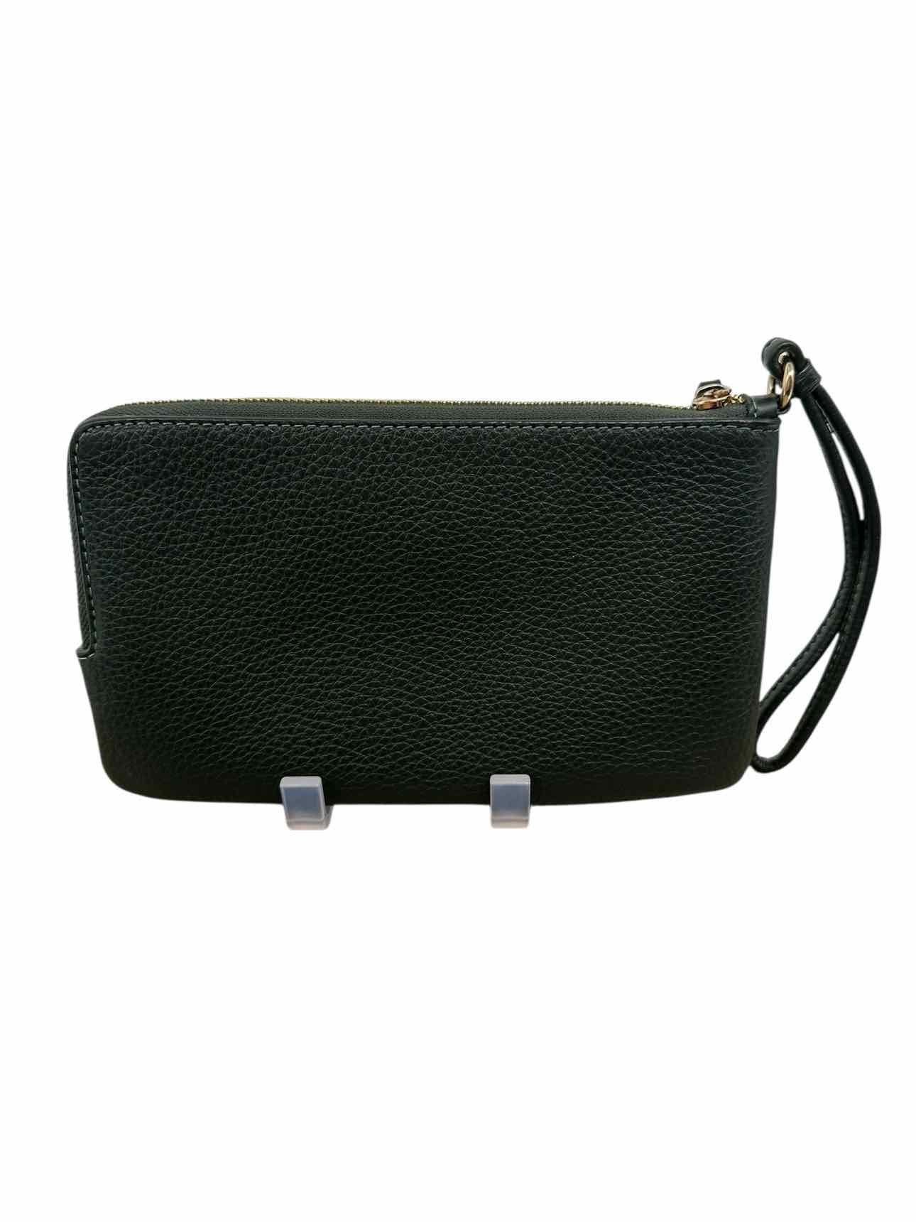 Coach Signature Double Zip Green Leather Wristlet