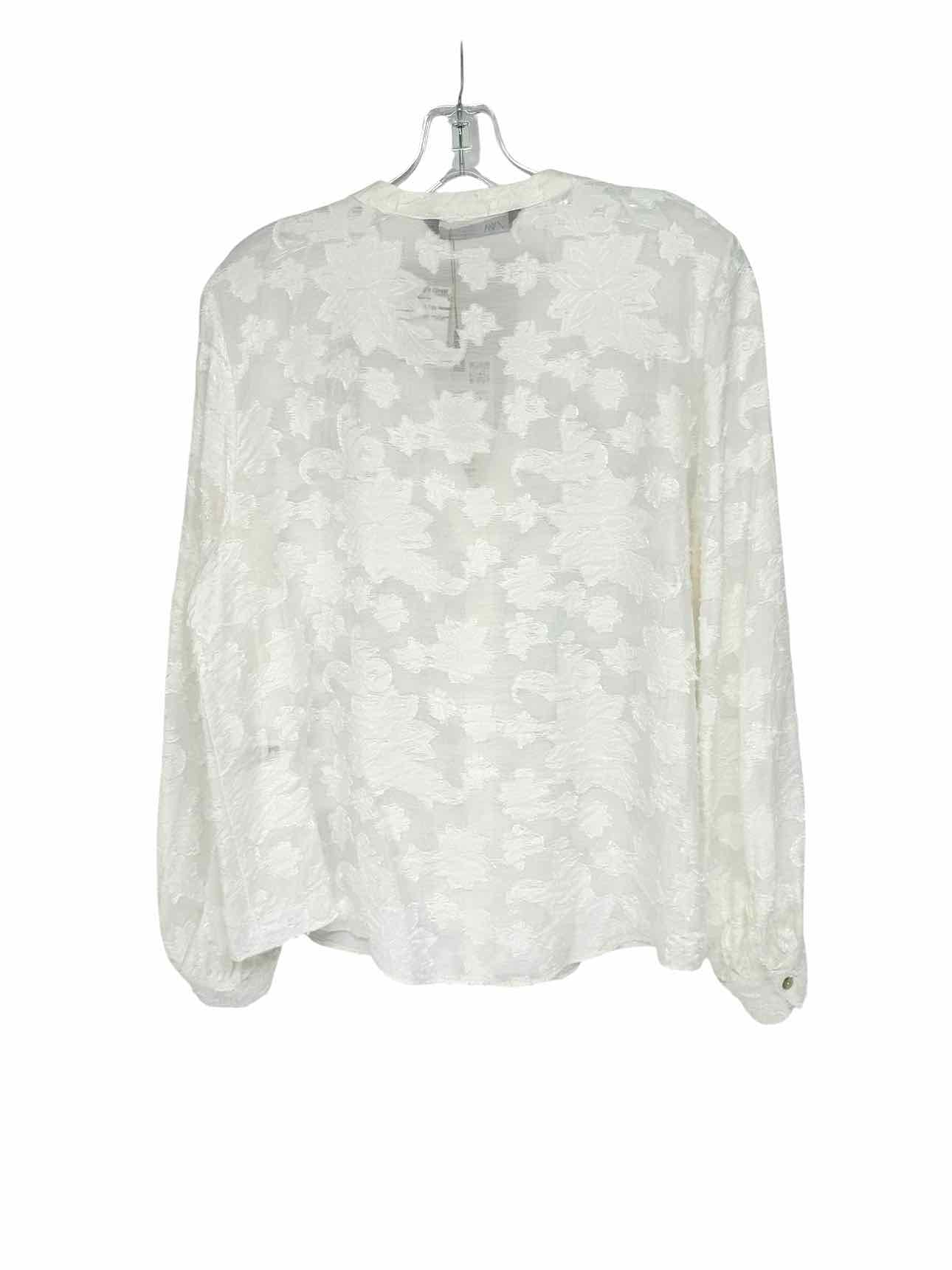 Zara White Long Sleeve Top Size S **NEW**