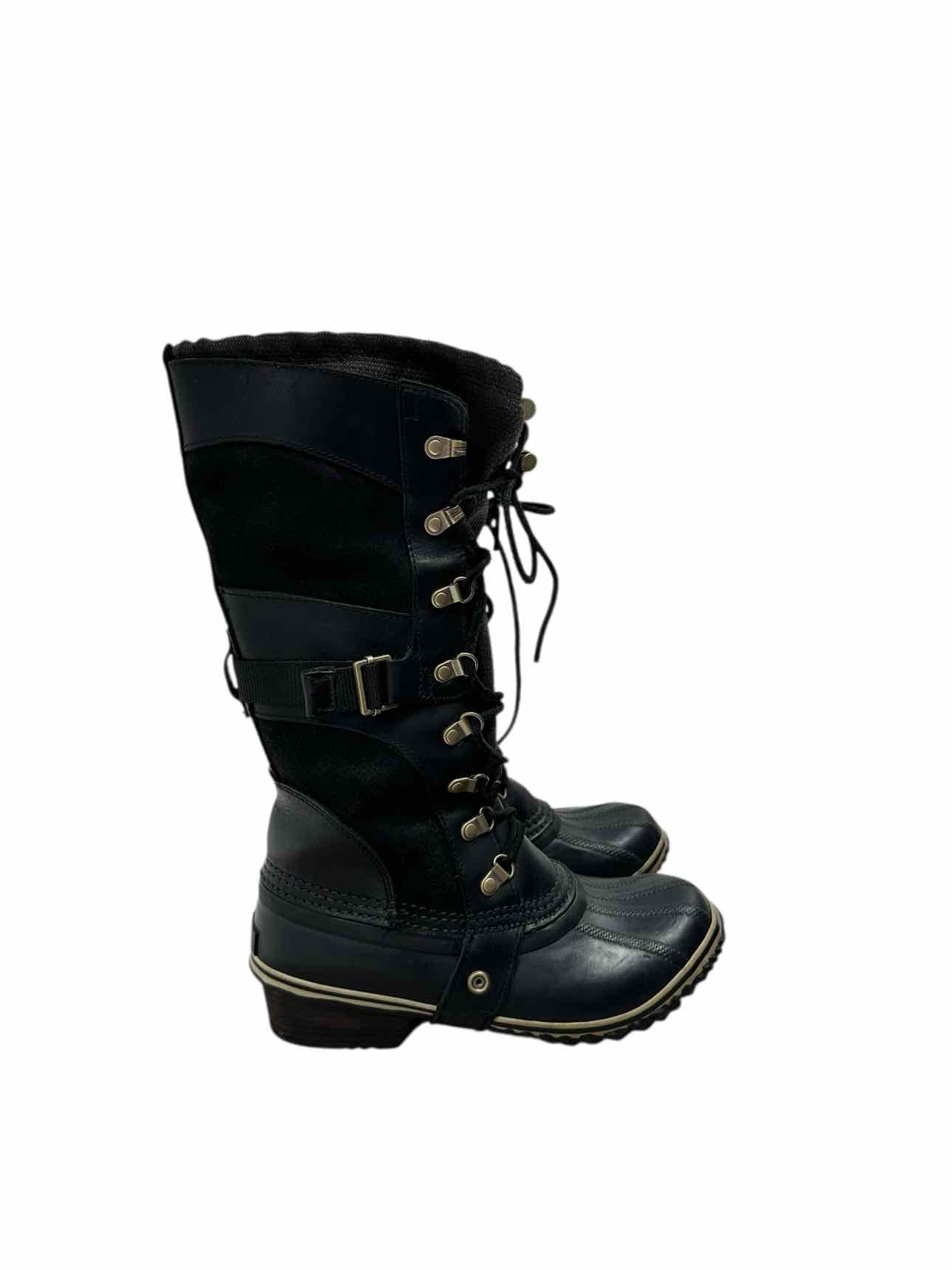 Sorel Conquest Carly II Waterproof Black Boots Shoe Size 7 **NEW**
