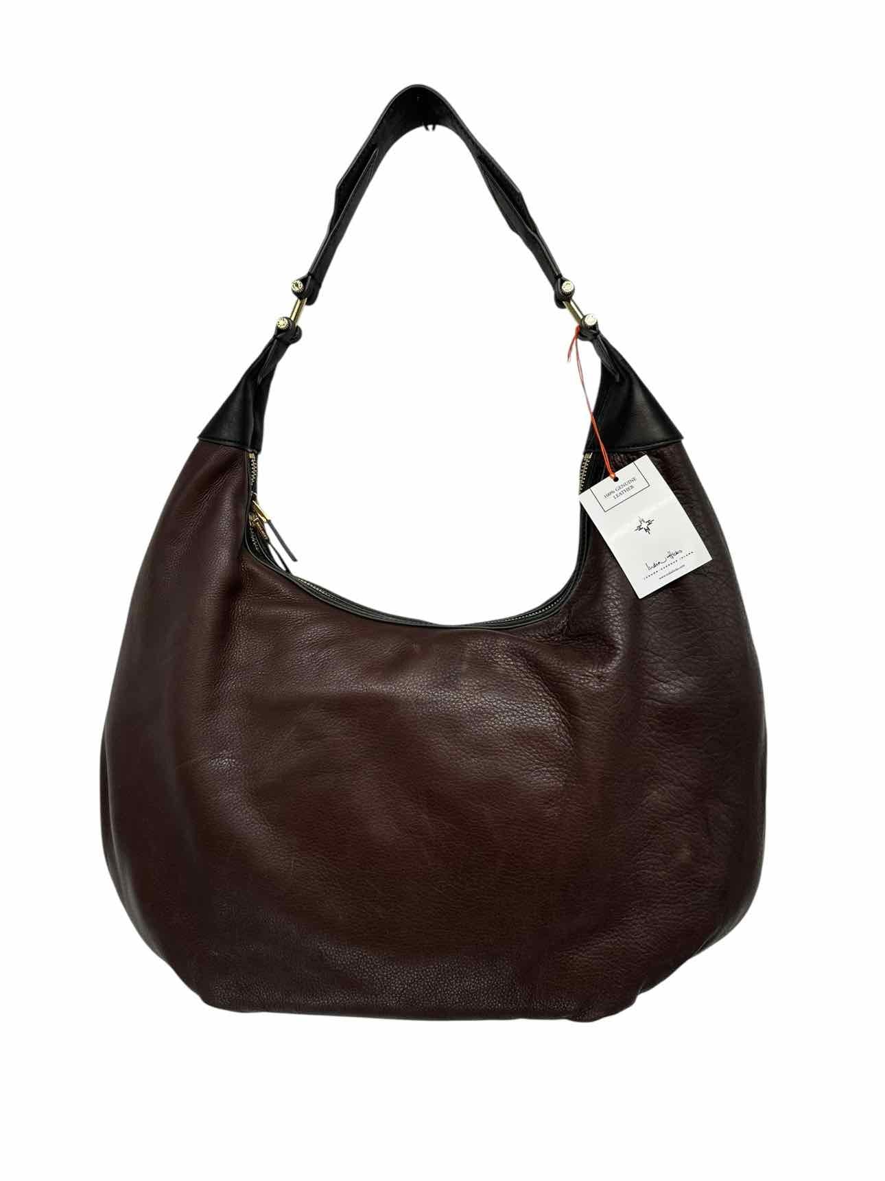 India Hicks Brown Leather Large Hobo **NEW**