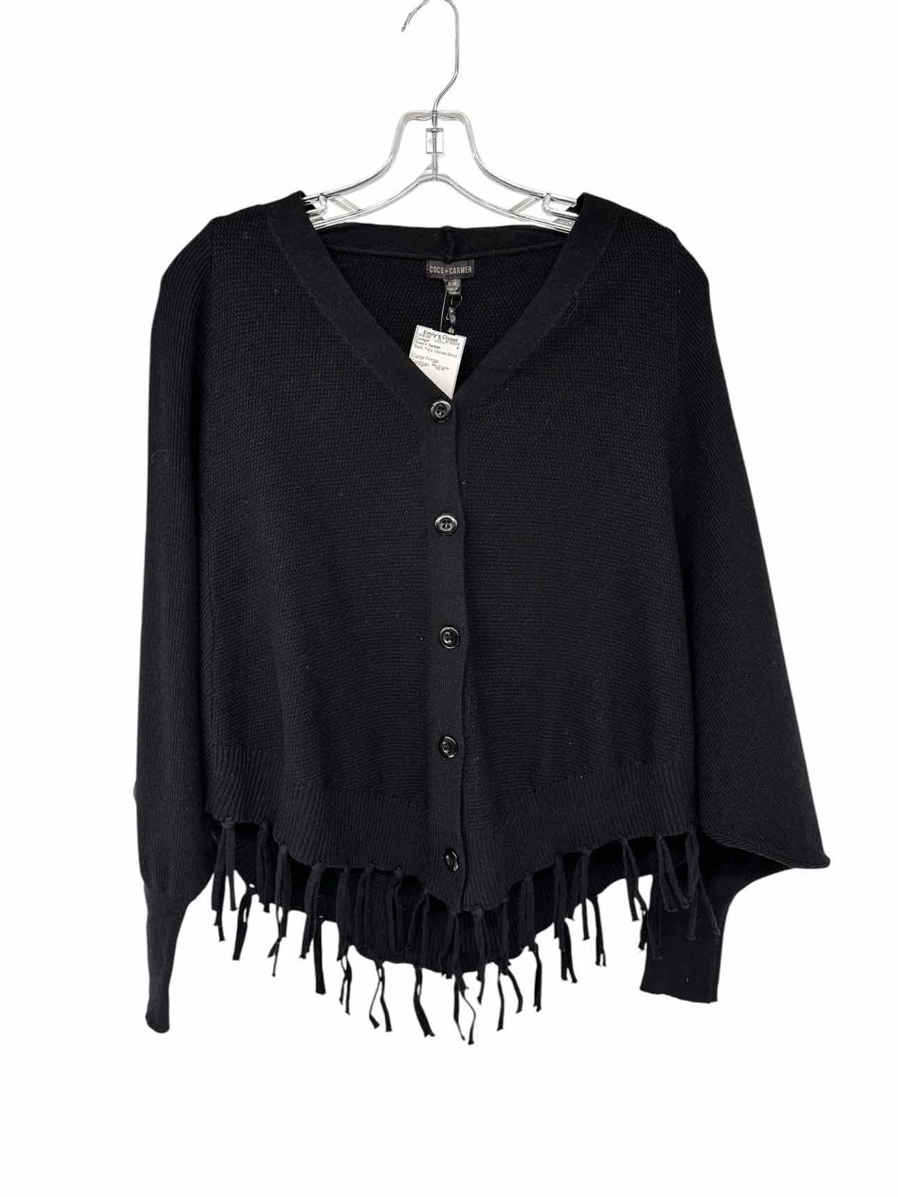 Coco +  Carmen Black Carter Fringe Cardigan Size S/M **NEW**