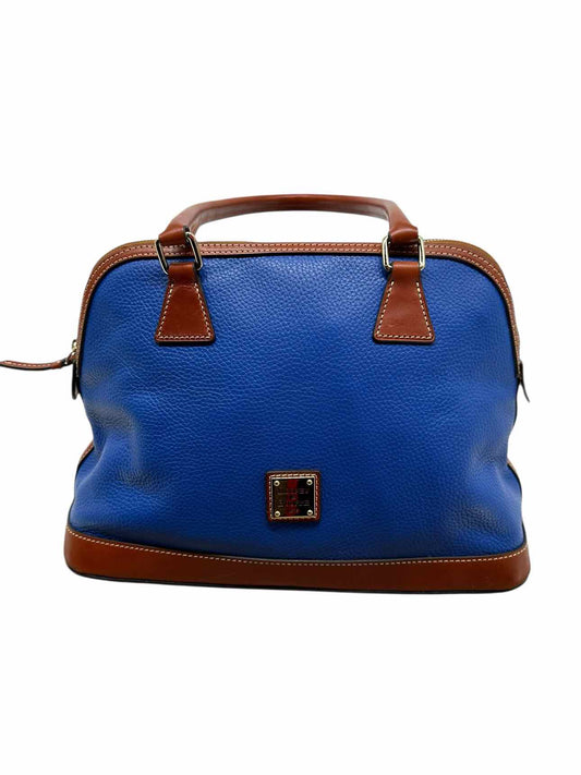 Dooney & Bourke Pebbled Grain Zip Zip Satchel Blue Leather