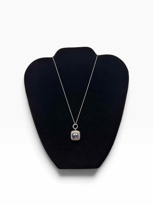 MARC Tanzanite & Marcasite Cushion Pendant Necklace