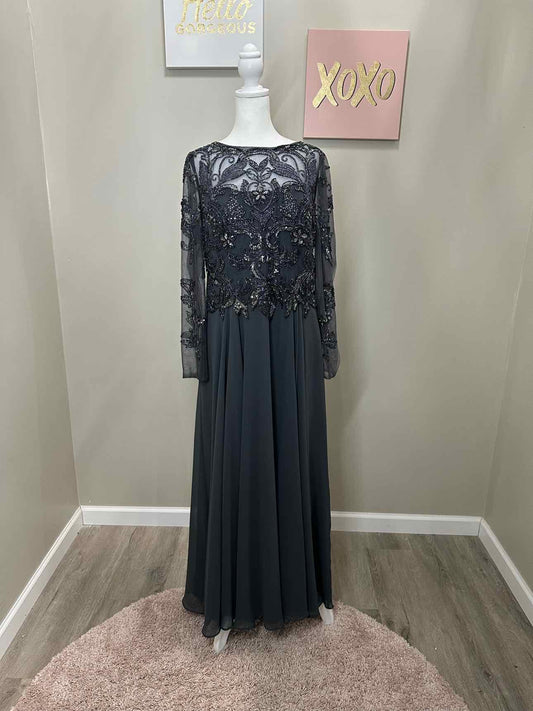 Xantra Gray Beaded & Sequins Gown