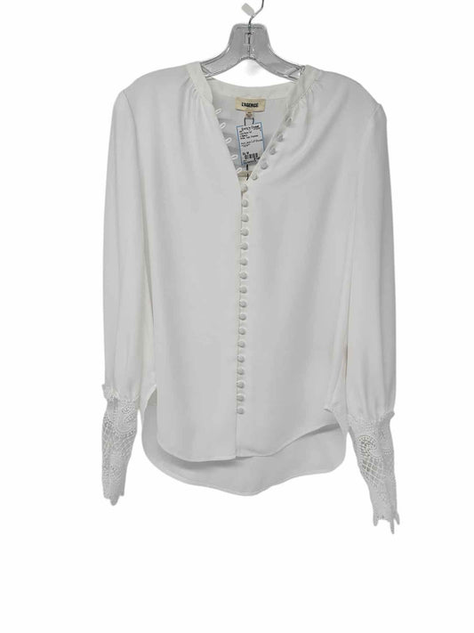 L'Agence Ava Lace Cuff Blouse White Size M **NEW**